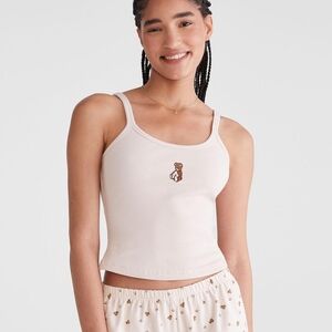 Aeropostale Small Cropped Graphic Teddy Bear Tank